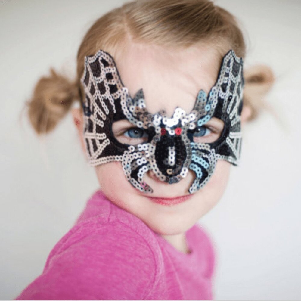 Great Pretenders Superhero Sparkly Silver Sequins Bat Wing Mask  NWT Add-On ONlY
